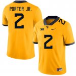 Men's West Virginia Mountaineers NCAA #2 Daryl Porter Jr. Gold Authentic Nike Stitched College Football Jersey IN15P64OA